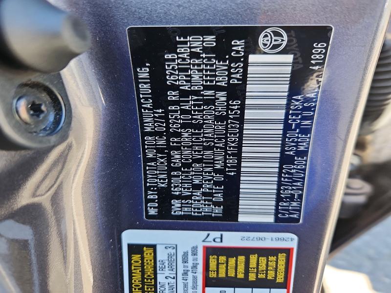 71268696 :رقم المزاد ، 4T1BF1FK9EU371546 vin ، 2014 Toyota Camry مزاد بيع
