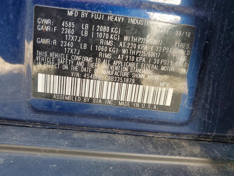 66339966 :رقم المزاد ، 4S4BRBLC8B3351879 vin ، 2011 Subaru Outback مزاد بيع