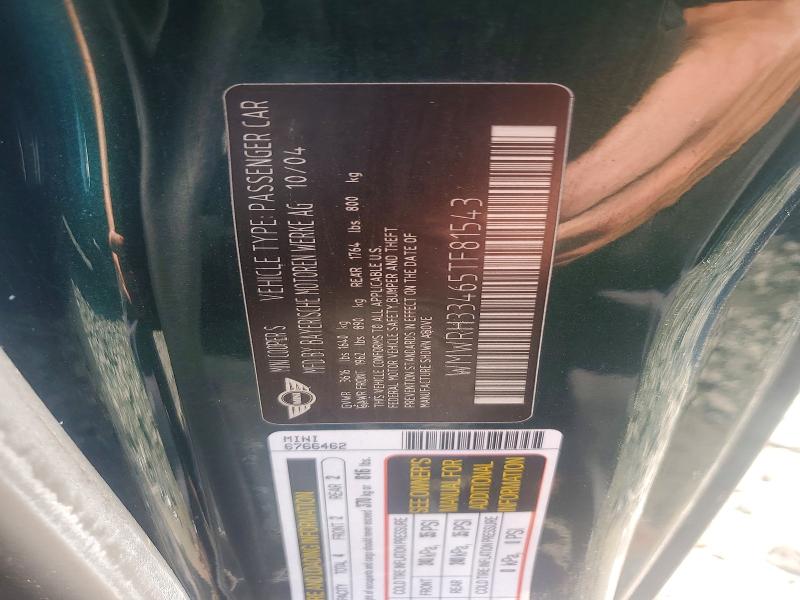 Продажа на аукционе авто 2005 Mini Cooper, vin: WMWRH33465TF81543, номер лота: 69878066