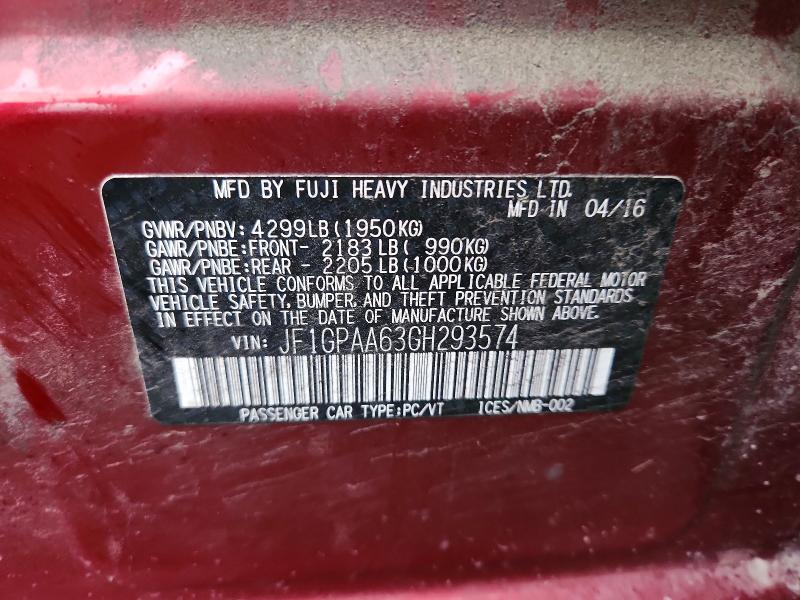 Aukcja sprzedaży 2016 Subaru Impreza, vin: JF1GPAA63GH293574, numer aukcji: 67481216