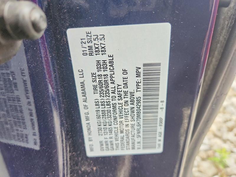 Aukcja sprzedaży 2021 Honda Odyssey, vin: 5FNRL6H70MB042985, numer aukcji: 69721046