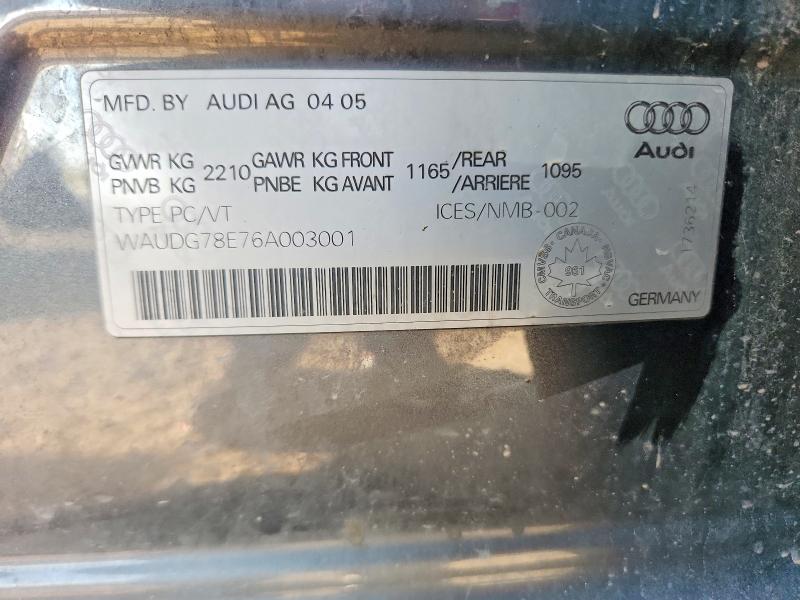 Aukcja sprzedaży 2006 Audi A4, vin: WAUDG78E76A003001, numer aukcji: 69587516