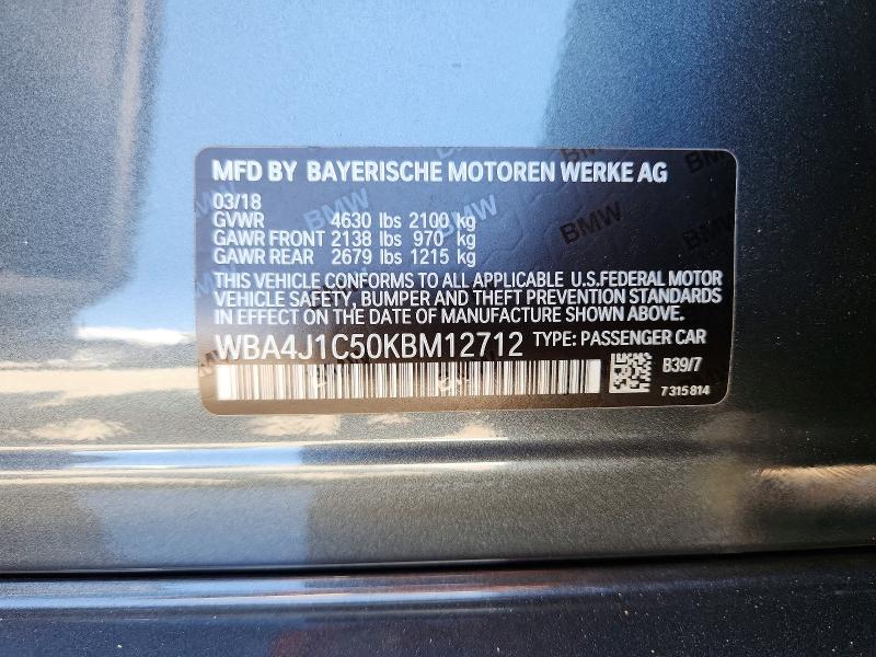 Aukcja sprzedaży 2019 Bmw 430i, vin: WBA4J1C50KBM12712, numer aukcji: 67028166