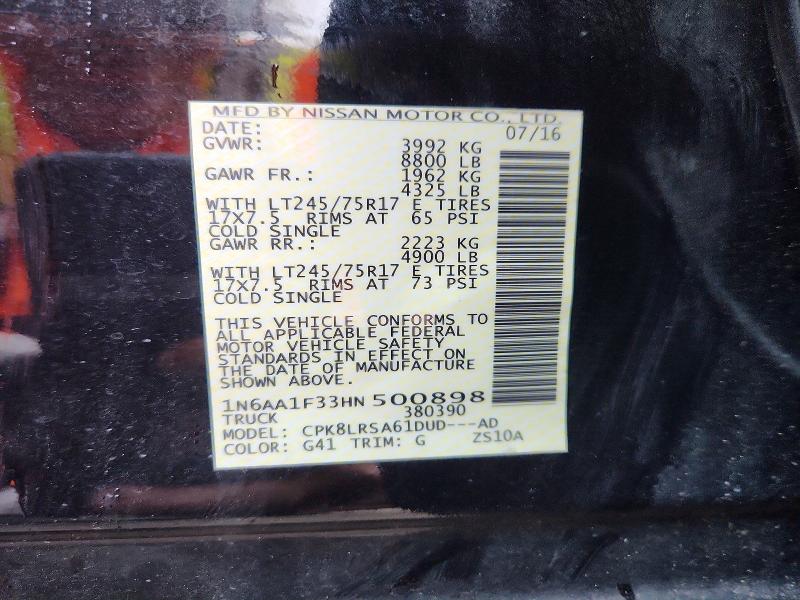 Auction sale of the 2017 Nissan Titan Xd, vin: 1N6AA1F33HN500898, lot number: 69496396