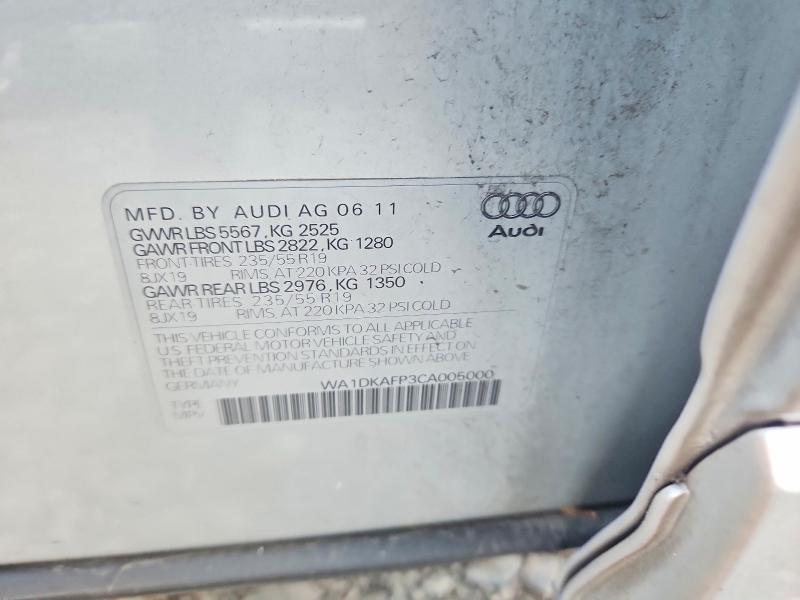 2012 Audi Q5 მანქანა იყიდება აუქციონზე, vin: WA1DKAFP3CA005000, აუქციონის ნომერი: 68657286
