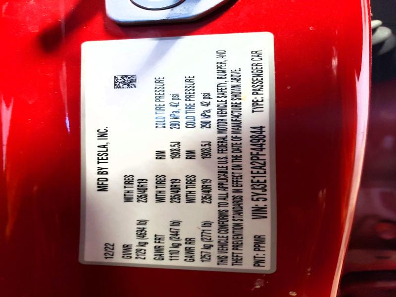 68815116 :رقم المزاد ، 5YJ3E1EA2PF449844 vin ، 2023 Tesla Model 3 مزاد بيع