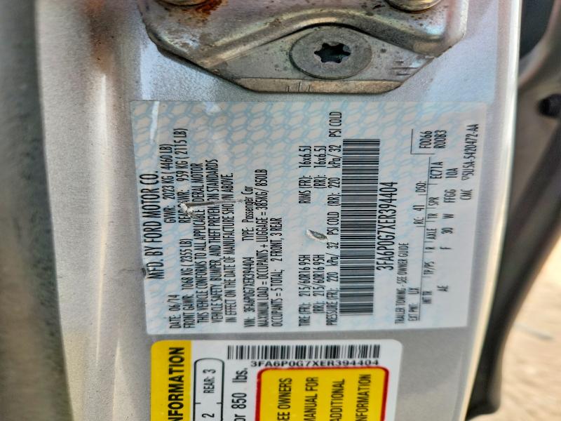 70025916 :رقم المزاد ، 3FA6P0G7XER394404 vin ، 2014 Ford Fusion مزاد بيع