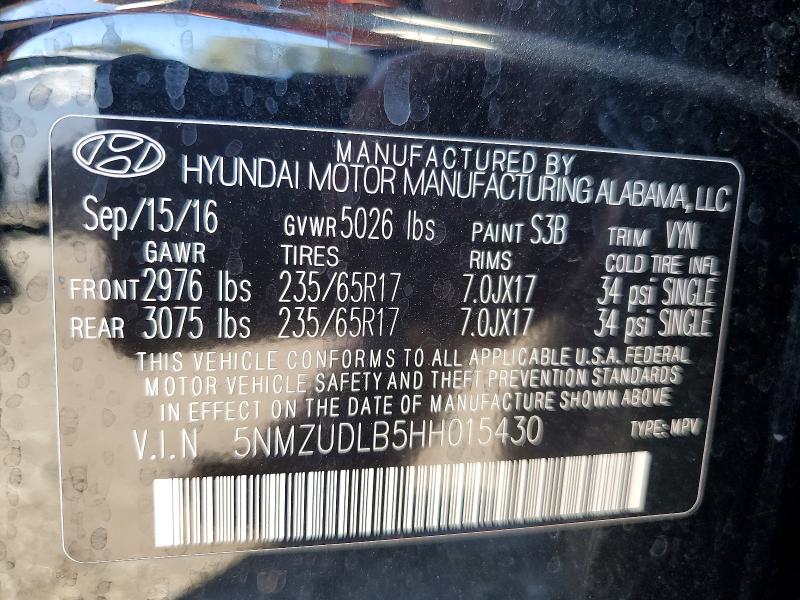 2017 Hyundai Santa Fe Sport მანქანა იყიდება აუქციონზე, vin: 5NMZUDLB5HH015430, აუქციონის ნომერი: 67740726