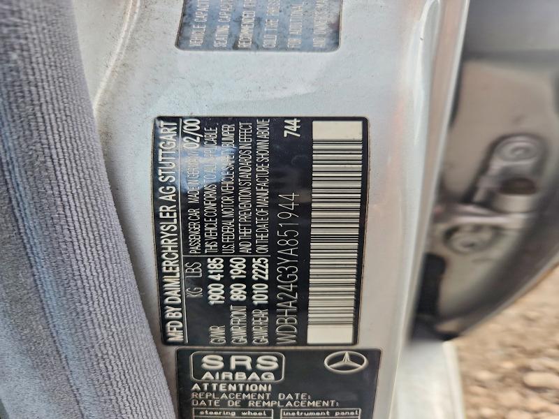 Продажа на аукционе авто 2000 Mercedes-benz C, vin: WDBHA24G3YA851944, номер лота: 67565496