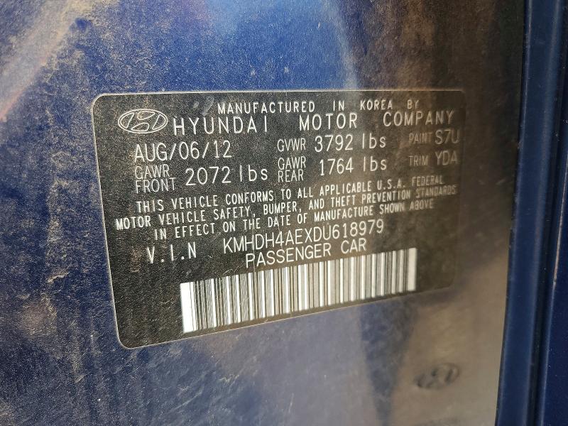 Продаж на аукціоні авто 2013 Hyundai Elantra, vin: KMHDH4AEXDU618979, номер лоту: 67798386