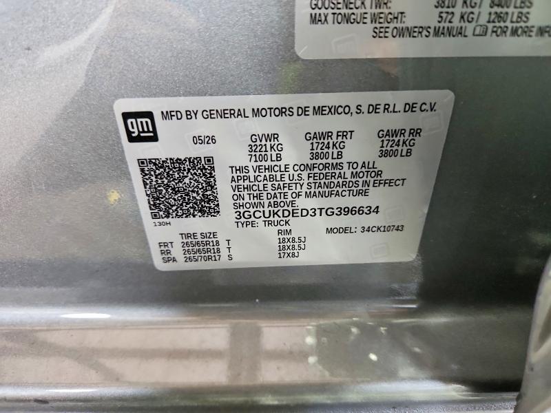 71067996 :رقم المزاد ، 3GCUKDED3TG396634 vin ، 2026 Chevrolet Silverado مزاد بيع