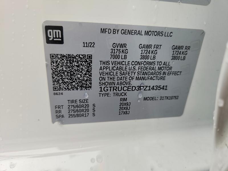 Aukcja sprzedaży 2023 Gmc Sierra, vin: 1GTRUCED3PZ143541, numer aukcji: 68610996