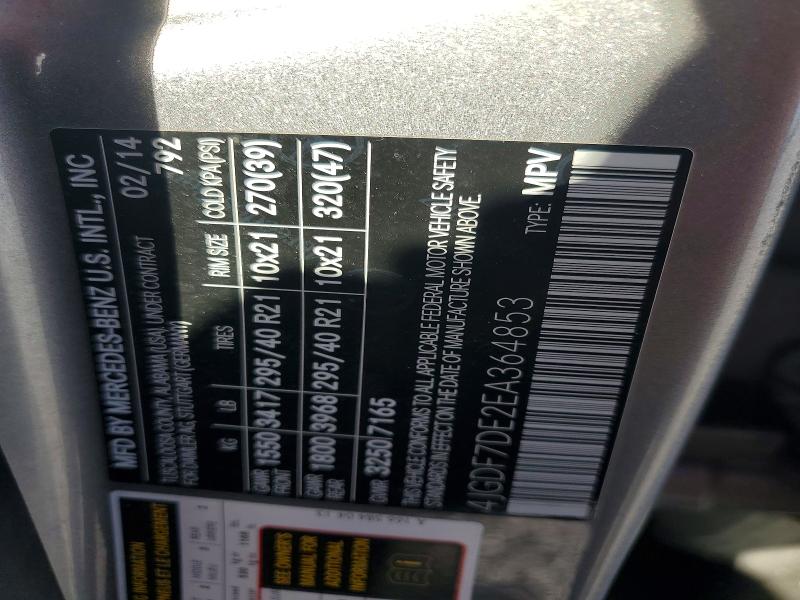 68861136 :رقم المزاد ، 4JGDF7DE2EA364853 vin ، 2014 Mercedes-benz Gl مزاد بيع