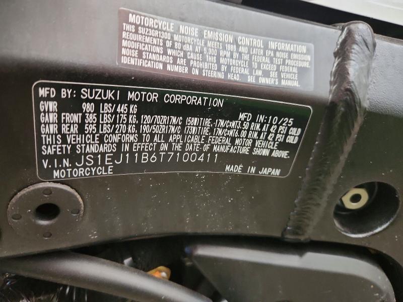 Продаж на аукціоні авто 2026 Suzuki Gsx1300, vin: JS1EJ11B6T7100411, номер лоту: 67021086