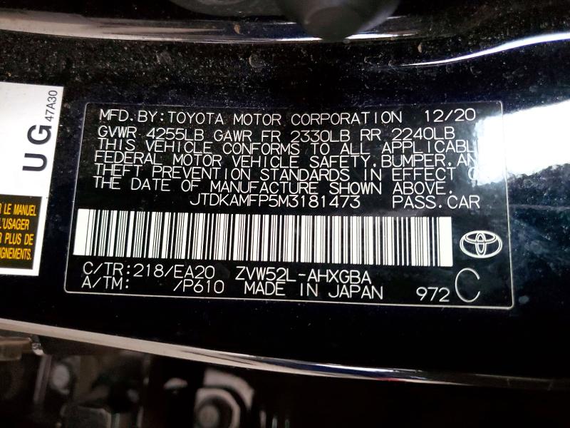 68710516 :رقم المزاد ، JTDKAMFP5M3181473 vin ، 2021 Toyota Prius Prime مزاد بيع