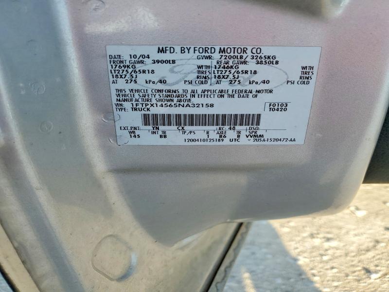2005 Ford F150 მანქანა იყიდება აუქციონზე, vin: 1FTPX14565NA32158, აუქციონის ნომერი: 69385356