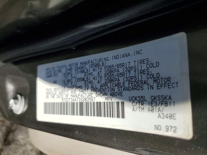 Продажа на аукционе авто 2003 Toyota Sequoia, vin: 5TDZT34A73S203567, номер лота: 67367476