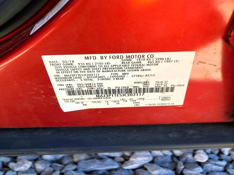 2018 Ford Ecosport მანქანა იყიდება აუქციონზე, vin: MAJ3P1TE5JC202117, აუქციონის ნომერი: 67545296