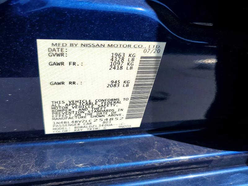 Aukcja sprzedaży 2020 Nissan Altima, vin: 1N4BL4BV2LC254852, numer aukcji: 68942636