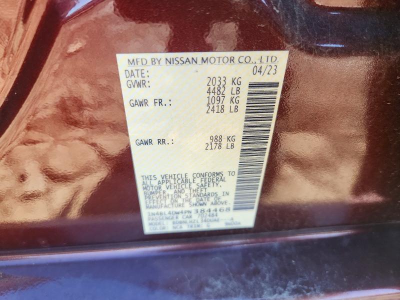 2023 Nissan Altima მანქანა იყიდება აუქციონზე, vin: 1N4BL4DW4PN384468, აუქციონის ნომერი: 68815466