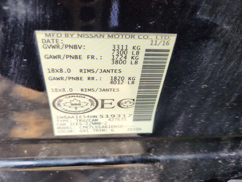 Aukcja sprzedaży 2017 Nissan Titan, vin: 1N6AA1E54HN519317, numer aukcji: 66743716