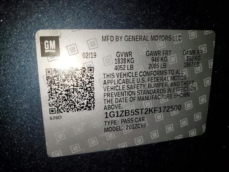 Продажа на аукционе авто 2019 Chevrolet Malibu, vin: 1G1ZB5ST2KF172500, номер лота: 68326476