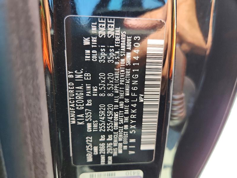 67795726 :رقم المزاد ، 5XYRK4LF6NG114403 vin ، 2022 Kia Sorento مزاد بيع