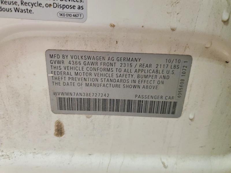 Продажа на аукционе авто 2011 Volkswagen Cc, vin: WVWMN7AN3BE727242, номер лота: 69168326