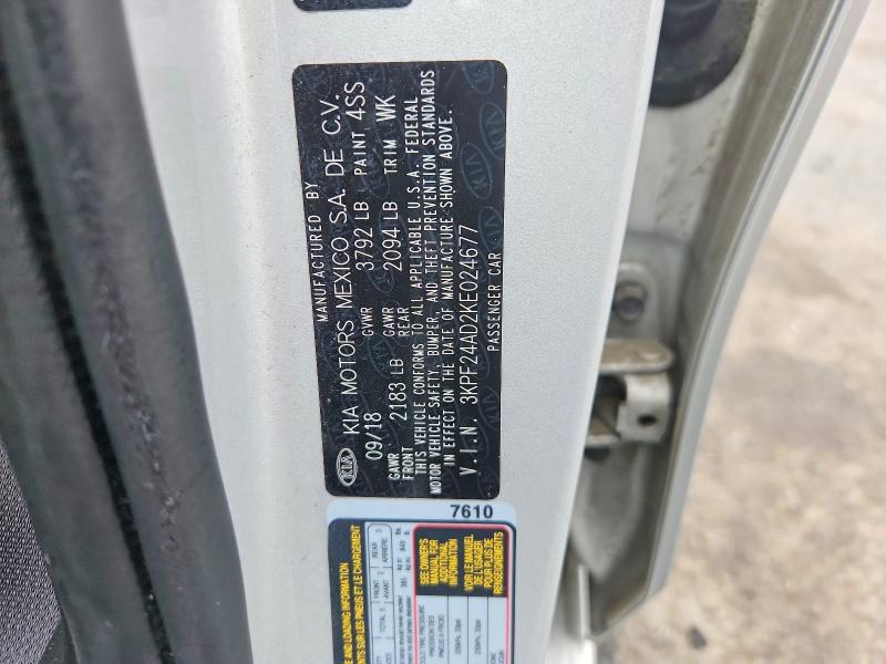 67404926 :رقم المزاد ، 3KPF24AD2KE024677 vin ، 2019 Kia Forte مزاد بيع