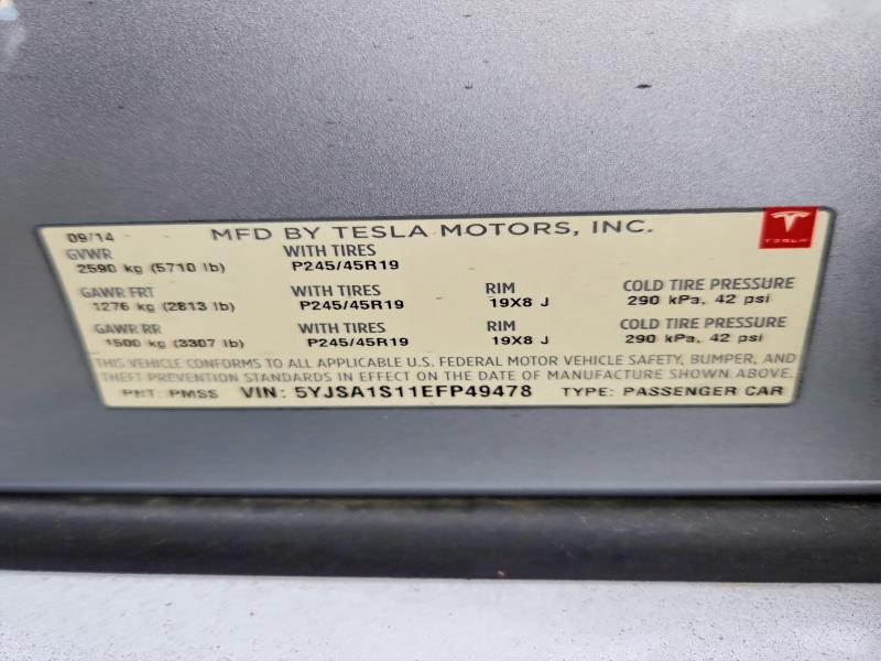Продаж на аукціоні авто 2014 Tesla Model S, vin: 5YJSA1S11EFP49478, номер лоту: 65956396