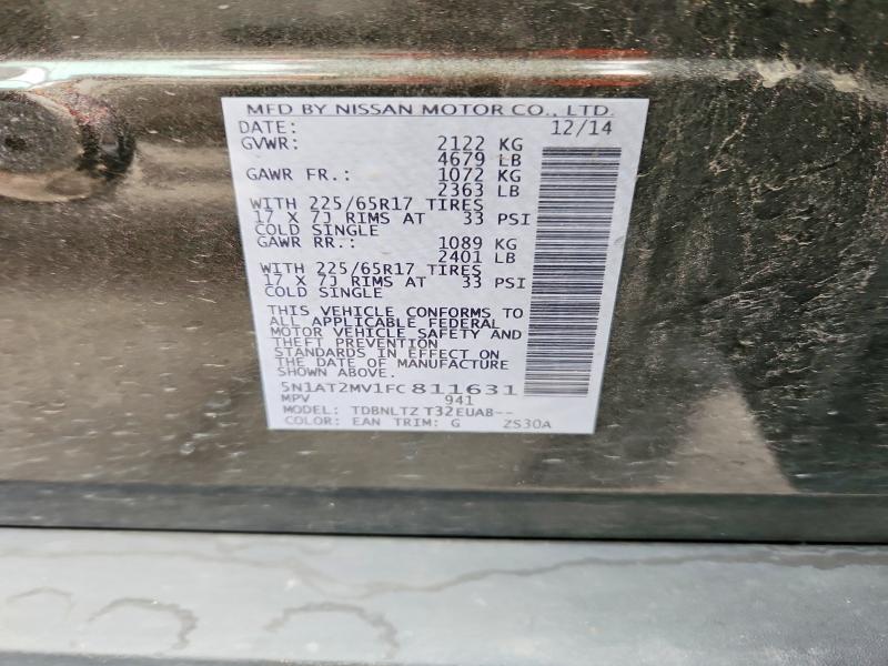2015 Nissan Rogue მანქანა იყიდება აუქციონზე, vin: 5N1AT2MV1FC811631, აუქციონის ნომერი: 67305596
