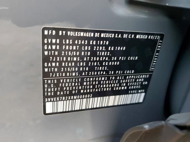 Aukcja sprzedaży 2024 Volkswagen Taos, vin: 3VVEX7B2XRM009602, numer aukcji: 69082256