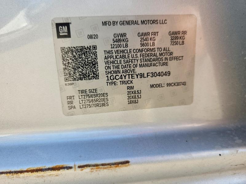 69313306 :رقم المزاد ، 1GC4YTEY9LF304049 vin ، 2020 Chevrolet Silverado مزاد بيع
