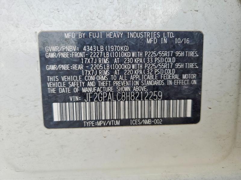 Продаж на аукціоні авто 2017 Subaru Crosstrek, vin: JF2GPALC8H8212259, номер лоту: 69987716
