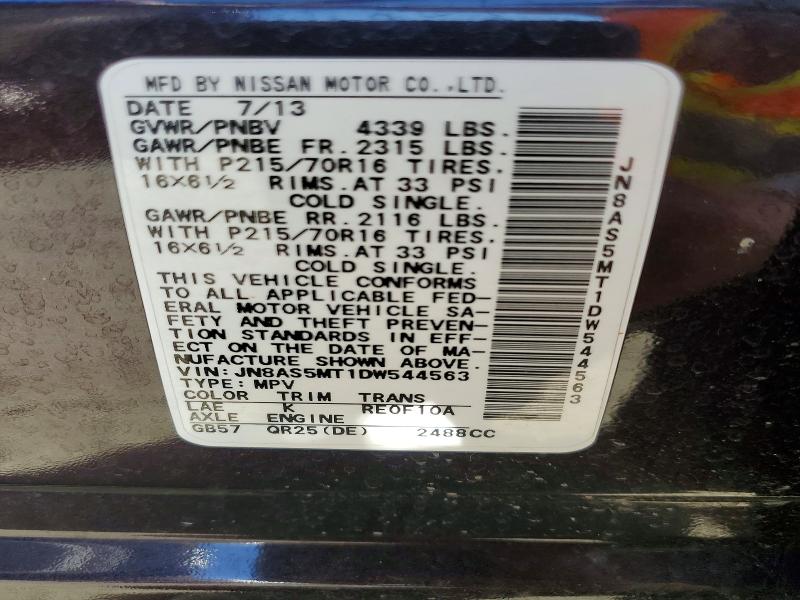 Продаж на аукціоні авто 2013 Nissan Rogue, vin: JN8AS5MT1DW544563, номер лоту: 70027386