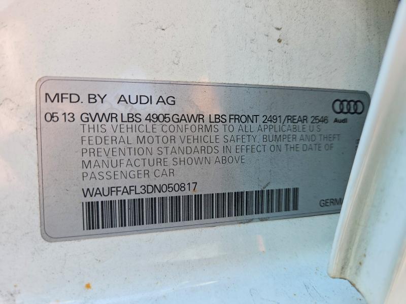 Aukcja sprzedaży 2013 Audi A4, vin: WAUFFAFL3DN050817, numer aukcji: 67509736