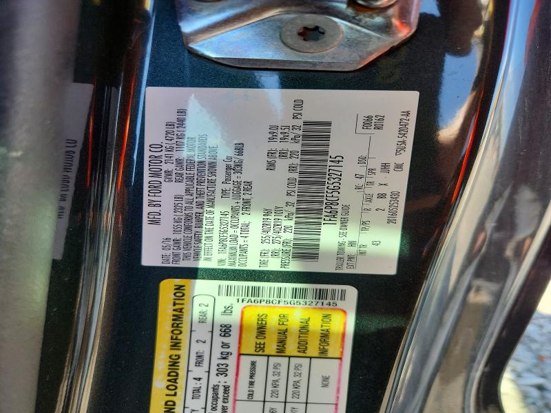 71415346 :رقم المزاد ، 1FA6P8CF5G5327145 vin ، 2016 Ford Mustang مزاد بيع