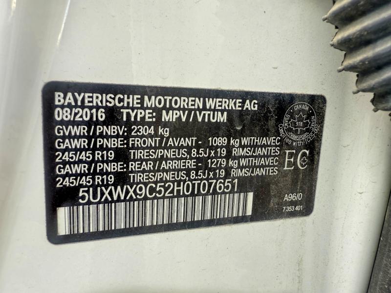 Aukcja sprzedaży 2017 Bmw X3, vin: 5UXWX9C52H0T07651, numer aukcji: 66558706