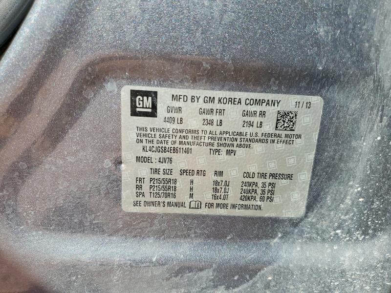 2014 Buick Encore მანქანა იყიდება აუქციონზე, vin: KL4CJGSB4EB611401, აუქციონის ნომერი: 68669166