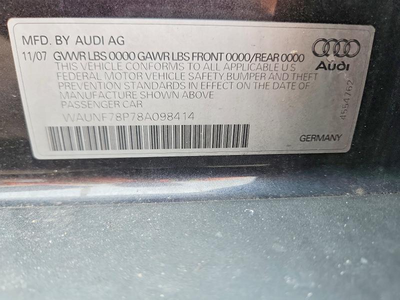Aukcja sprzedaży 2008 Audi A3, vin: WAUNF78P78A098414, numer aukcji: 68407406