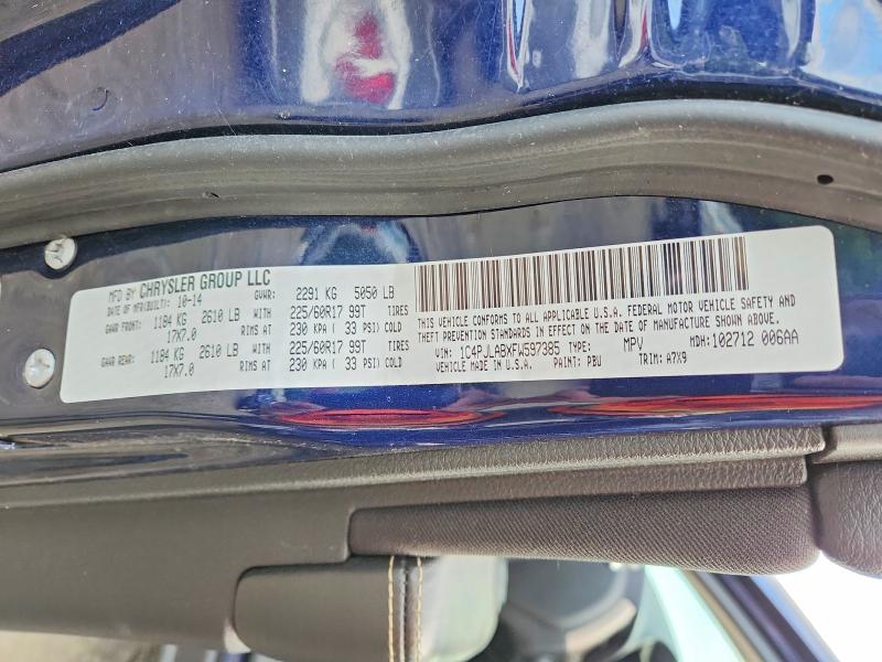 69539836 :رقم المزاد ، 1C4PJLABXFW597385 vin ، 2015 Jeep Cherokee مزاد بيع
