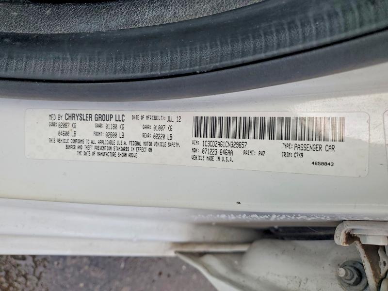 2012 Dodge Avenger მანქანა იყიდება აუქციონზე, vin: 1C3CDZAG1CN329657, აუქციონის ნომერი: 71032146