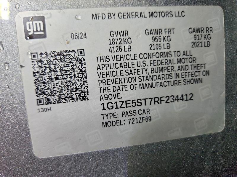 Продажа на аукционе авто 2024 Chevrolet Malibu, vin: 1G1ZE5ST7RF234412, номер лота: 69993246