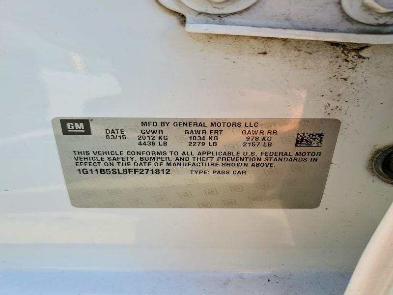 2015 Chevrolet Malibu მანქანა იყიდება აუქციონზე, vin: 1G11B5SL8FF271812, აუქციონის ნომერი: 68770736