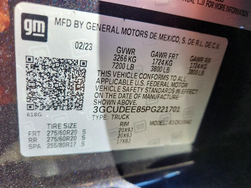 Aukcja sprzedaży 2023 Chevrolet Silverado, vin: 3GCUDEE85PG221701, numer aukcji: 68567786