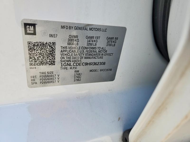 Aukcja sprzedaży 2017 Chevrolet Tahoe, vin: 1GNLCDEC9HR362308, numer aukcji: 71059496