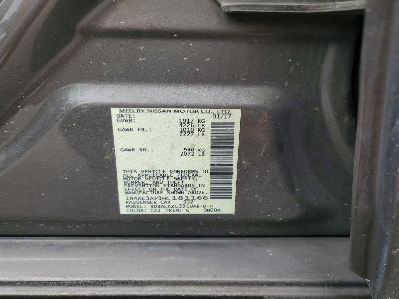2017 Nissan Altima მანქანა იყიდება აუქციონზე, vin: 1N4AL3AP3HC181166, აუქციონის ნომერი: 70031046