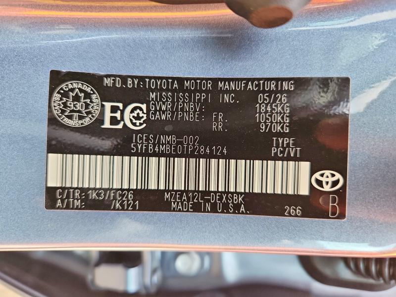 Auction sale of the 2026 Toyota Corolla, vin: 5YFB4MBE0TP284124, lot number: 69752136