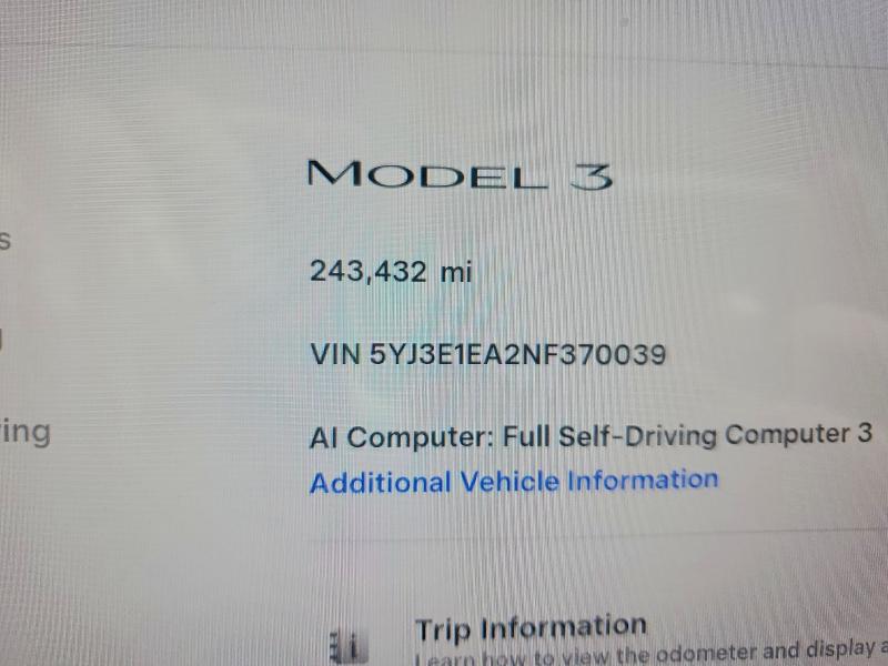 Aukcja sprzedaży 2022 Tesla Model 3, vin: 5YJ3E1EA2NF370039, numer aukcji: 68641686