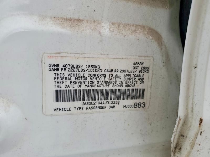 2010 Mitsubishi Lancer მანქანა იყიდება აუქციონზე, vin: JA32U2FU4AU012258, აუქციონის ნომერი: 69440386